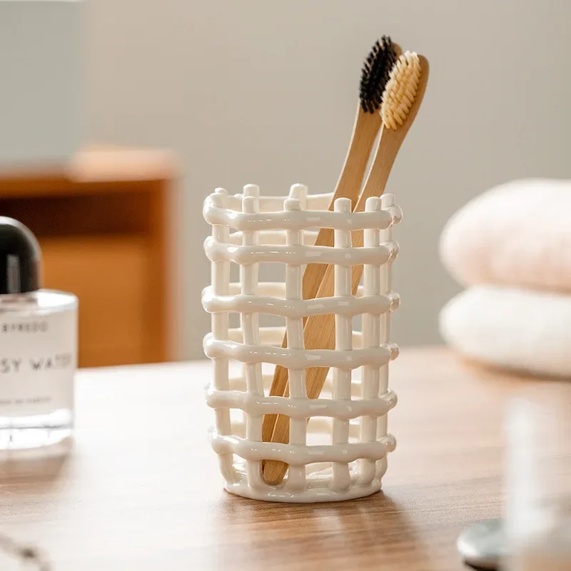 Creative Ceramic Toothbrush Holder ,Nordic Korean Style Toothbrush Toothpaste Storage Racks,Home Bathroom Accessories Decor 5
