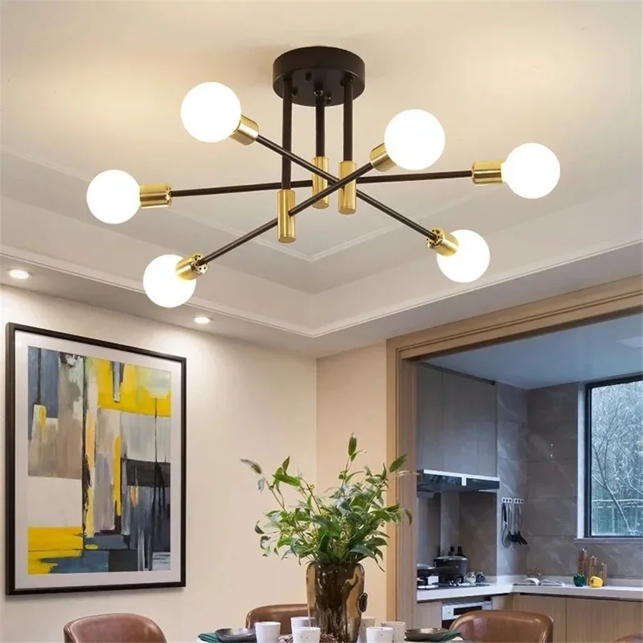 

Nordic Living Dining Room LED E27 Ceiling Lamp Modern Home Simple Creative Tree Branch Chandelier Lights Bedroom Decor Lighting