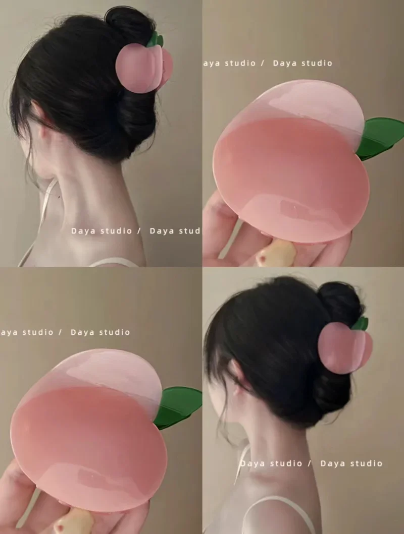 2023 Cute Juicy Peach Hair Claws Hairpin For Women Girls Fashion Coreano Sweet Colored Strawberry Cherry Fruit Hairclip Headwear