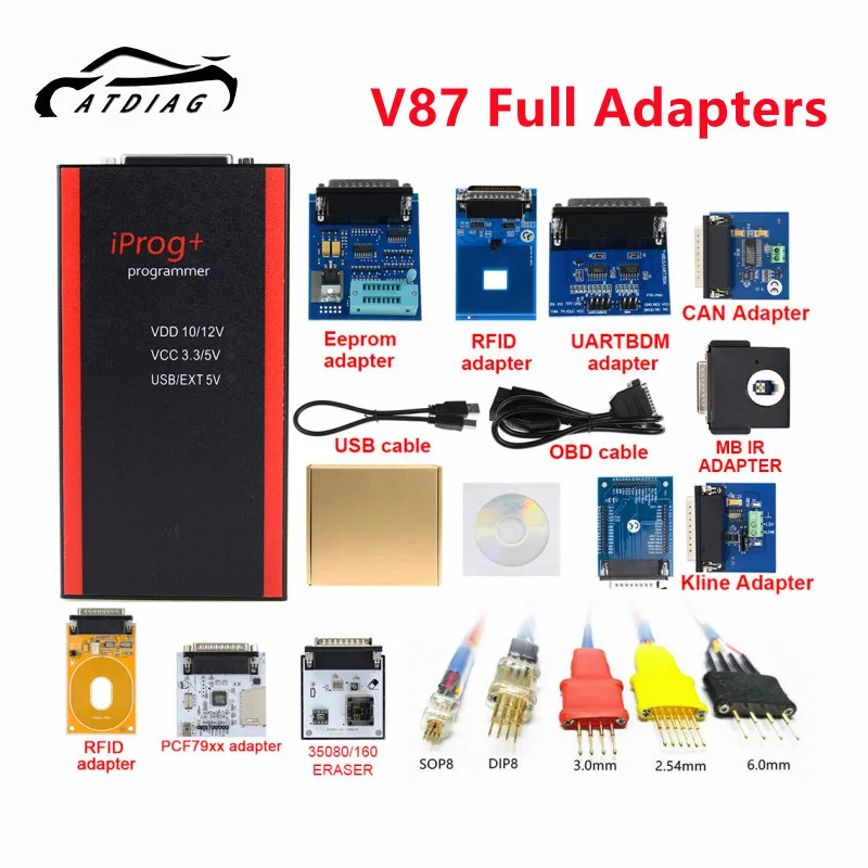 

IPROG Pro V87 Full Set ECU Key Programmer Iprog+ Eeprom IMMO Car Radio Reset Dashboard Kilometer DIGIPROG 3 Carprog
