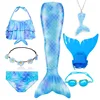 N92 Girls Swimming Tails Costume Cosplay Children The Little Mermaid Swim Swimsuit Bikini Set For Kids With Monofin G KP
