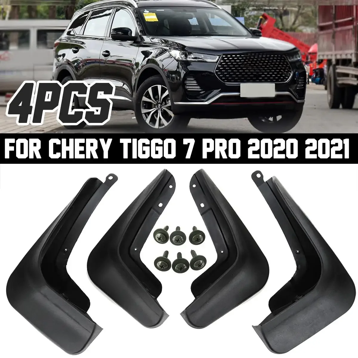 

4pcs Mudguards Front Rear Fender Mud Flaps Guard Splash Flap Mudguard Car Accessories for Chery Tiggo 7 pro 2021 2020