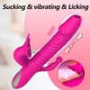 Telescopic Vibration G-spot Vagina Masturbate Anal Rabbit Dildo Vibrators Tongue Licking Sucking Clitoris Sex Toys for Women 1