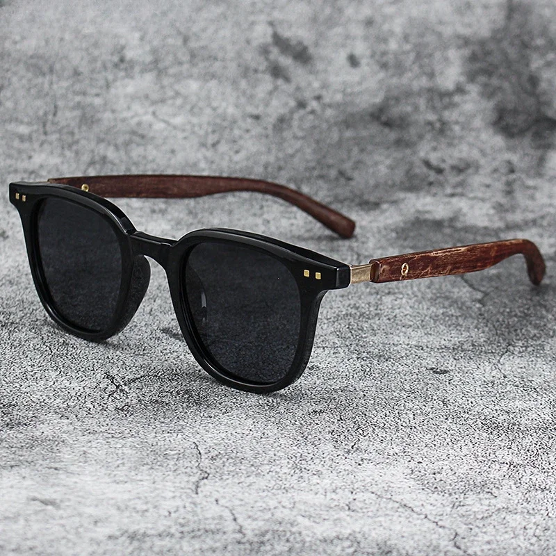 Trendy Retro Wood Grain Polarized UV Protection Sunglasses