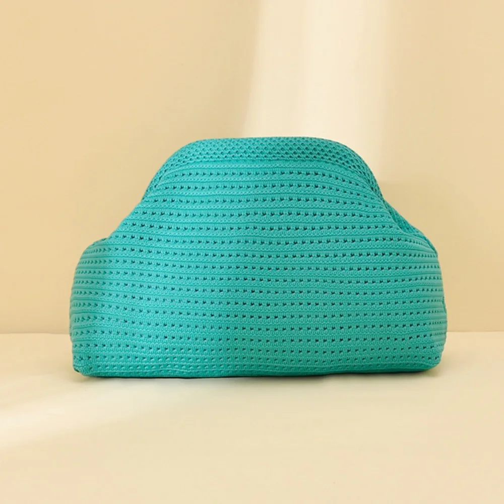 New Beach Bag Knitted Bag Hollow-Out Cloud Clutch Large-Capacity Versatile Color-Blocking Evening Bag Storage Pouch