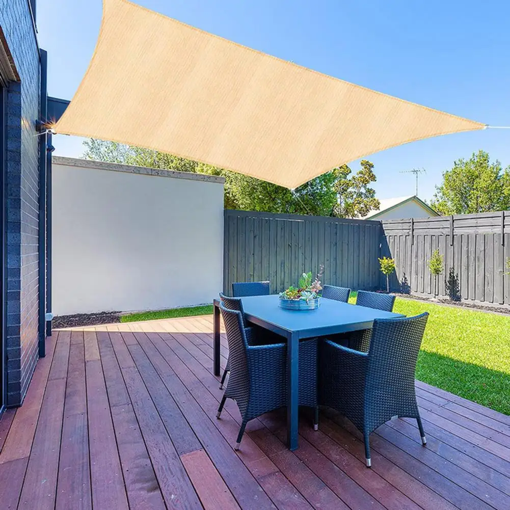 Outdoor Sun Shade Sail Windproof Rope UV Blocking Rectangle Canopy Permeable Breathable Heavy Duty Deck Backyard Patio Shad