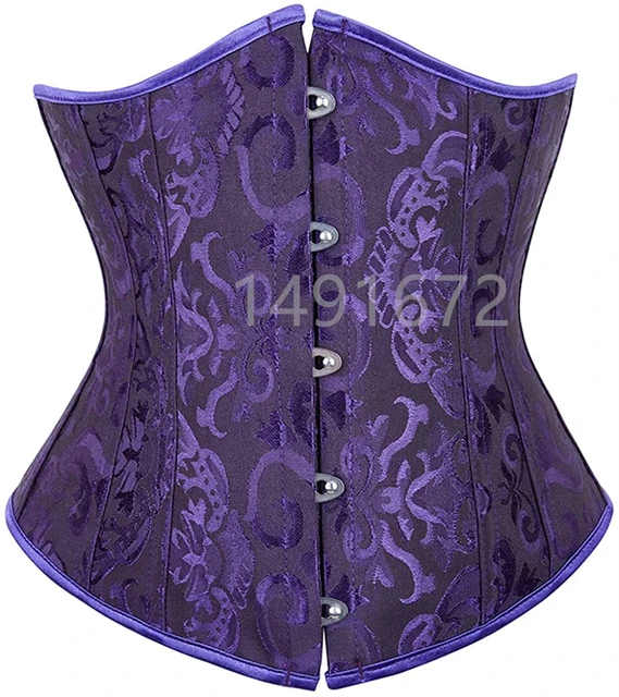 Purple Corset Underbust Bustier Sexy Waist Cincher Vintage Corselet Top  Women Gothic Plus Size Victorian Costume