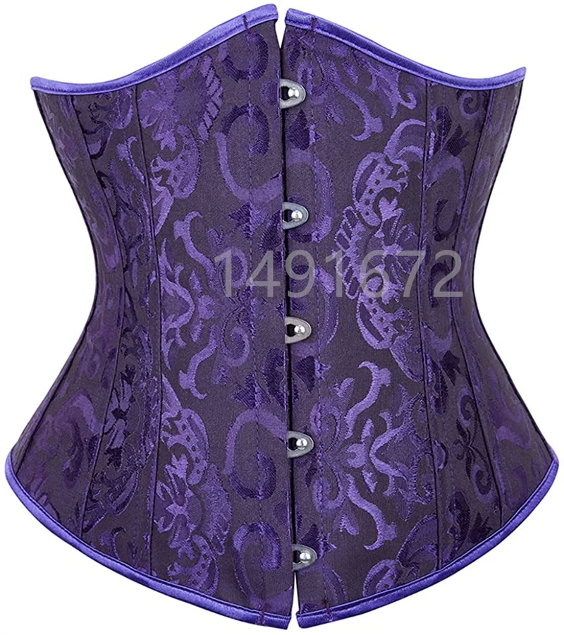 Purple Corset Underbust Bustier Sexy Waist Cincher Vintage Corselet Top Women Gothic Plus Size Victorian Costume Lingerie