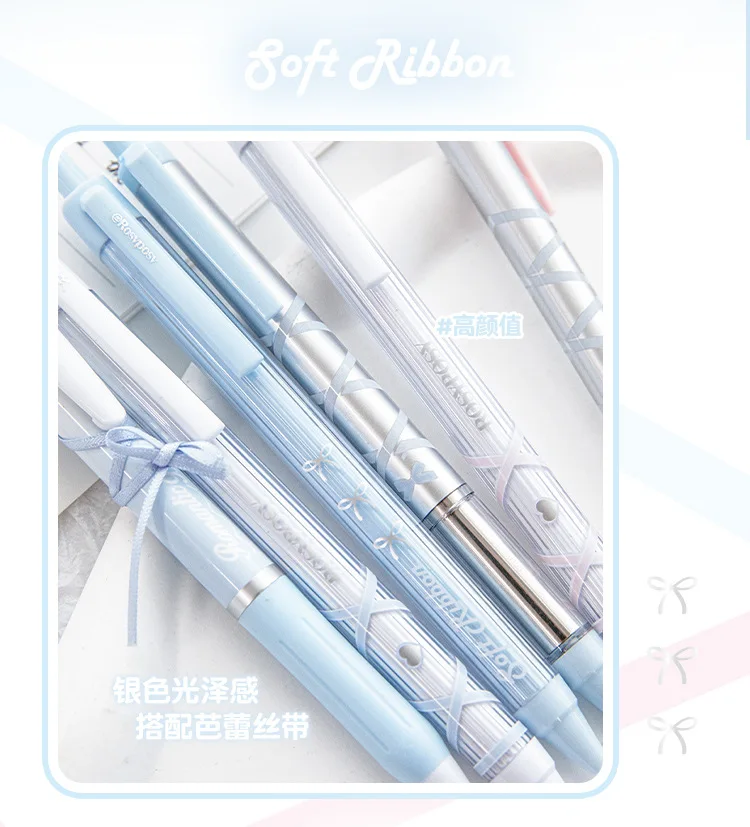 Planwith Kawaii 4 Teile/satz Gel Stift Schreibwaren Student Lieferungen Einfarbig RosyPosy Ballett Serie 0,38/0,5mm Schwarz Schreiben Stift – Detail 4