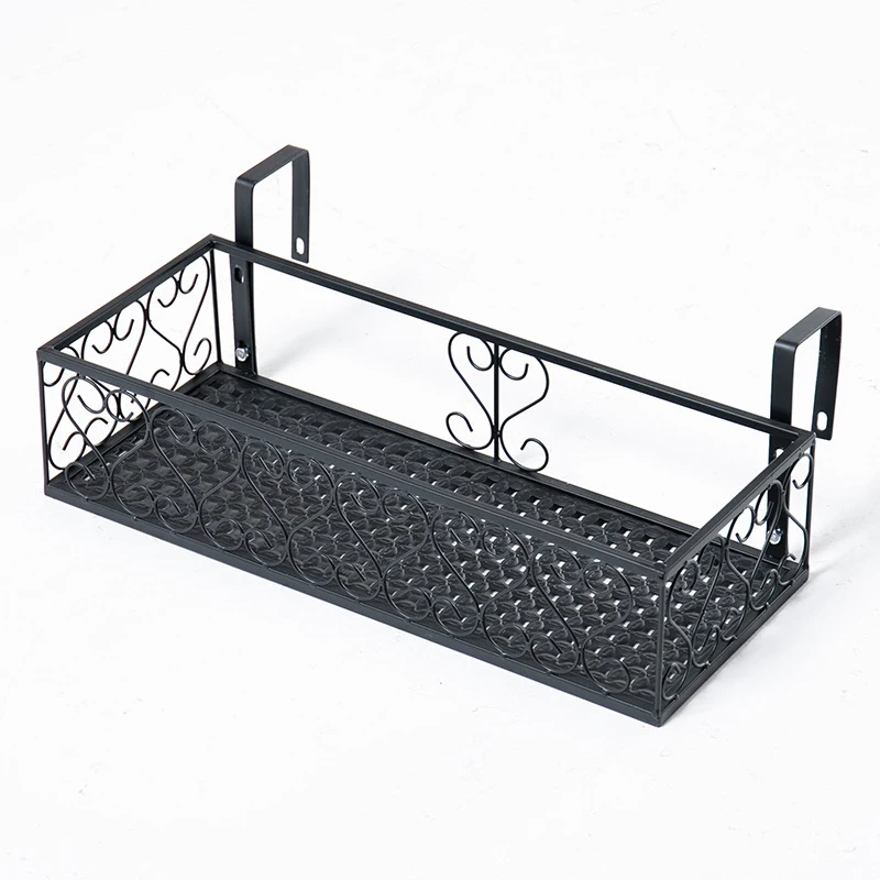 Balcony Flower Stand Wrought Iron Railing Multi-layer Hanging Flowers Pot Rack Wall Green Radish Succulent Plant Shelves