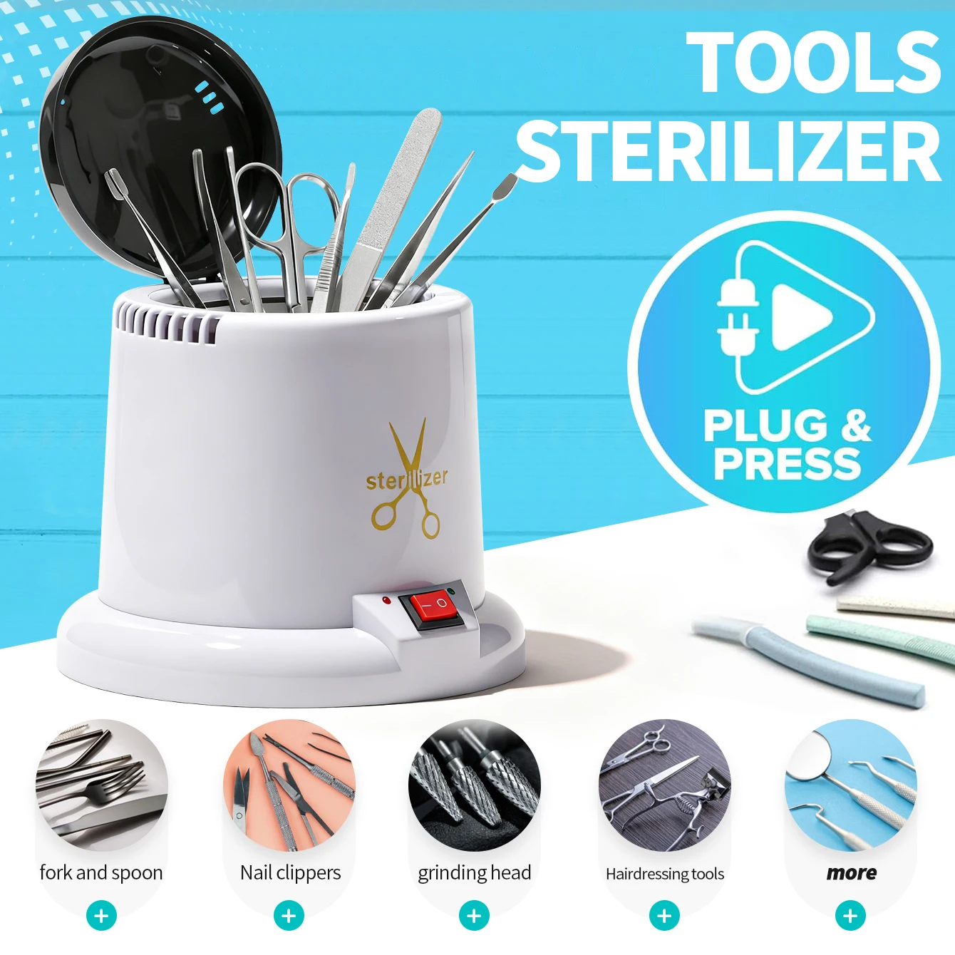 Sterilizzatore per Strumenti per Unghie per Estetiste, Macchina per la Sterilizzazione di Strumenti in Metallo per Nail Art, Sterilizzatori ad Autoclave ad Alta Temperatura - immagine 2