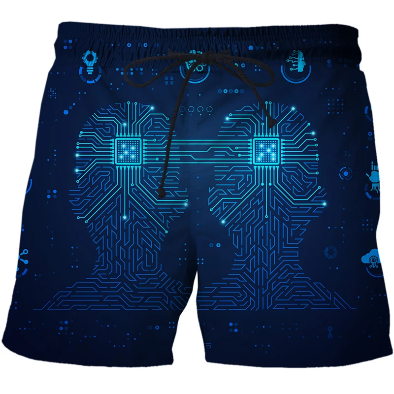 

AI technology data pattern Summer 3d printing board Shorts women casual shorts men breathable thin pants beach surf swimwear
