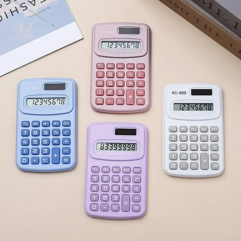 Small Solar Calculator Portable Calculator Cute 8 Digits LCD Electronic Home Office Calculator for Kid Primary School Calculator - 4