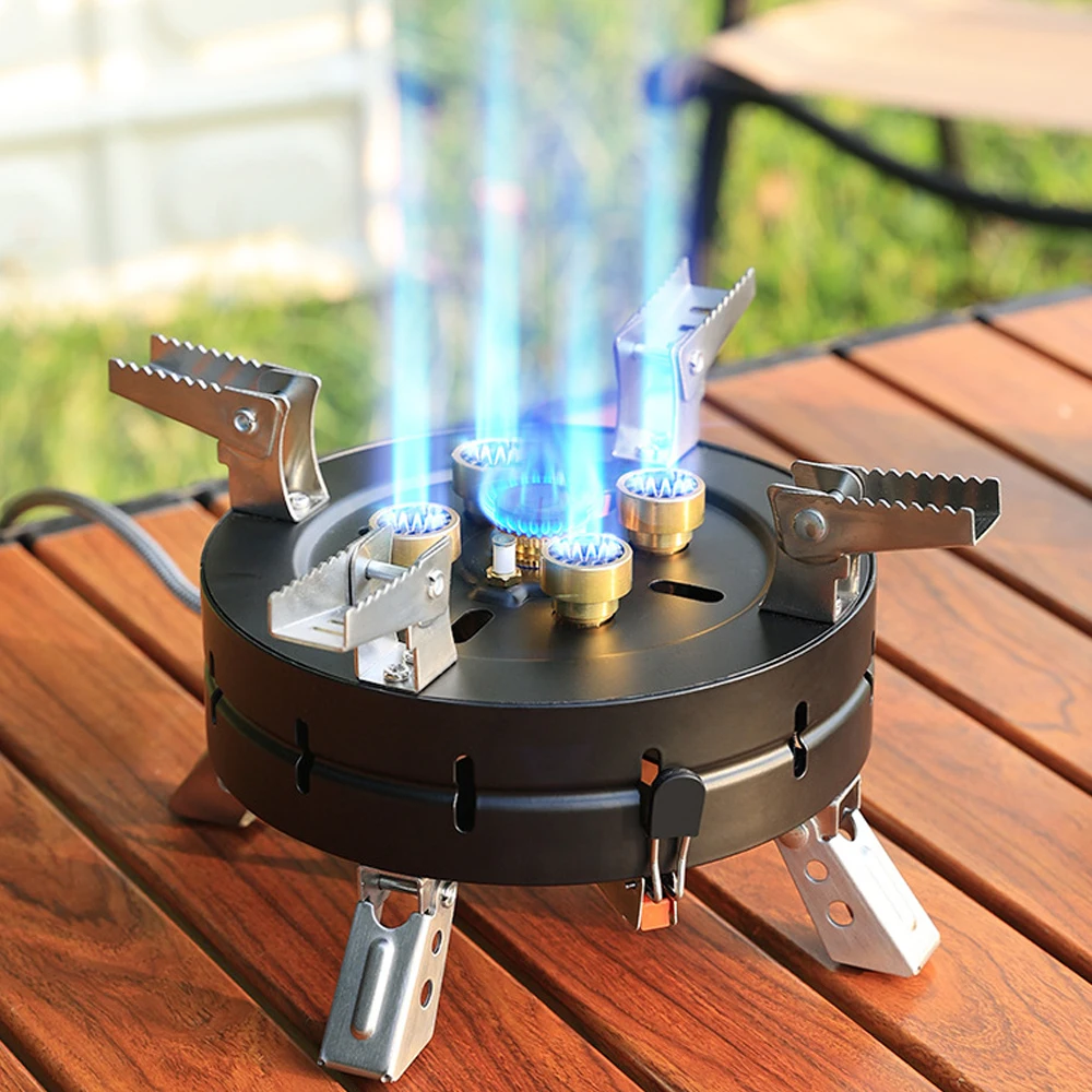 

Electronic Ignition Camping Stove Card Type 13800W Stainless Steel Folding Outdoor Gas Furnace Outdoor Tools Camping Equipment