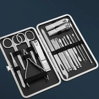 7/10/12/16/18pcs Stainless Steel Nail Clippers Set With Travel Case Manicure Kits Dead Skin Scissors Facial Care Pedicure Tools 2