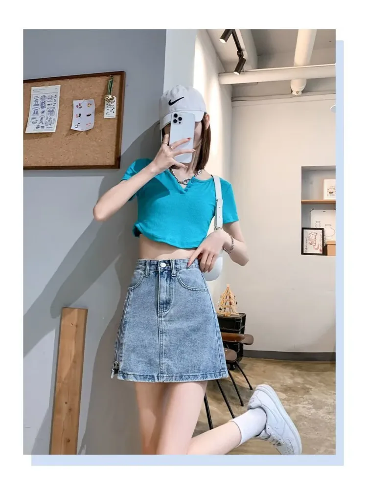 

Feynzz's Summer High-waisted Thin A-line Denim Skirt Women's Culottes Show Thin Hot Girl Early Autumn Package Hip Short Skirt