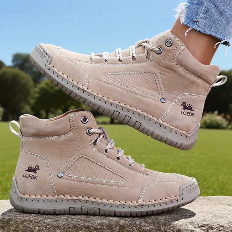 Women's Retro High Top Outdoor Anti Slip Work Shoes Soft Fashion Luxurious Design Couple's Loafers Classic Flat Bottomed Mosinka