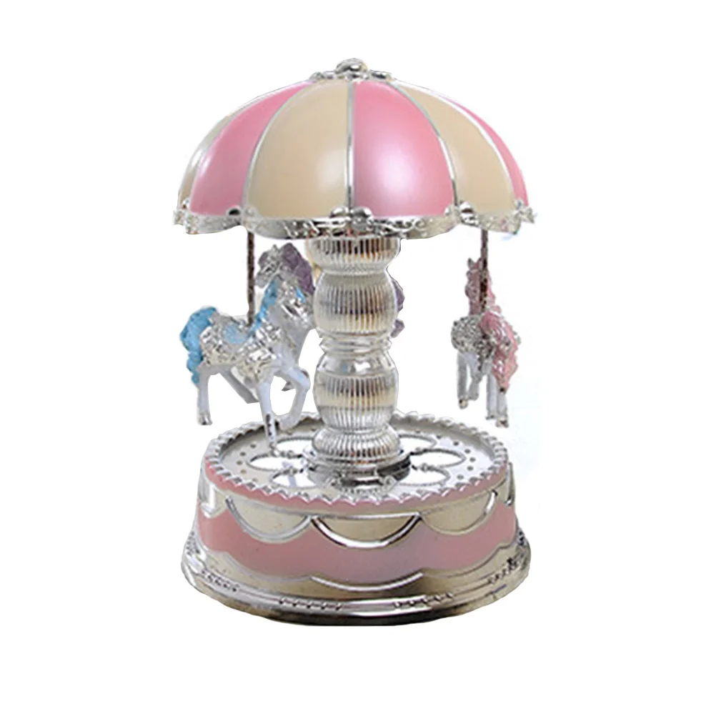 3D Rotatable Carousel Music Box With Led Light Rotate Romantic Musical Box Lumilous Castle Home Decor Gift For Her