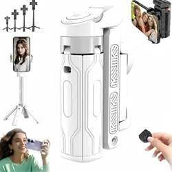 Compact Bluetooth Tripod with Phone Holder - Mini Selfie Stick and Portable Monopod for Photography and Video Capture (WHITE)