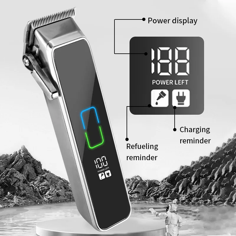 WAIKIL professional men's electric hair clipper LCD digital display trimmer USB rechargeable adjustable electric push shear 4