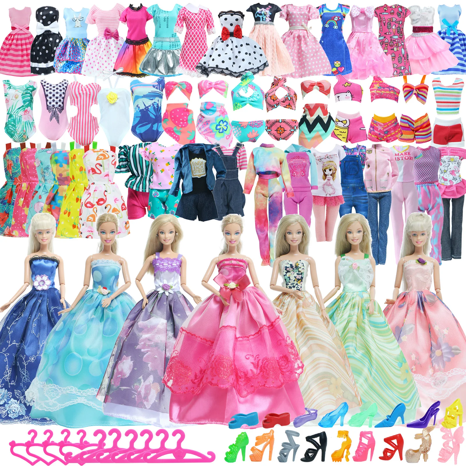 Ensemble De Vêtements Pour Poupée 20 Cm - Robe Princesse à Fleurs Avec Nœud Et Sac, En Coton Doux, Jouet Créatif Pour Enfants