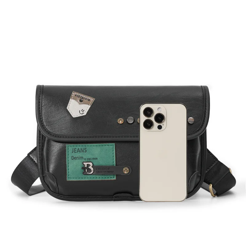 Fashion Badge Crossbody Bag Luxury Brand Designer Shoulder Bag for Men Rivet Shoulder Messenger Bags Satchels Mobile Phone Bag