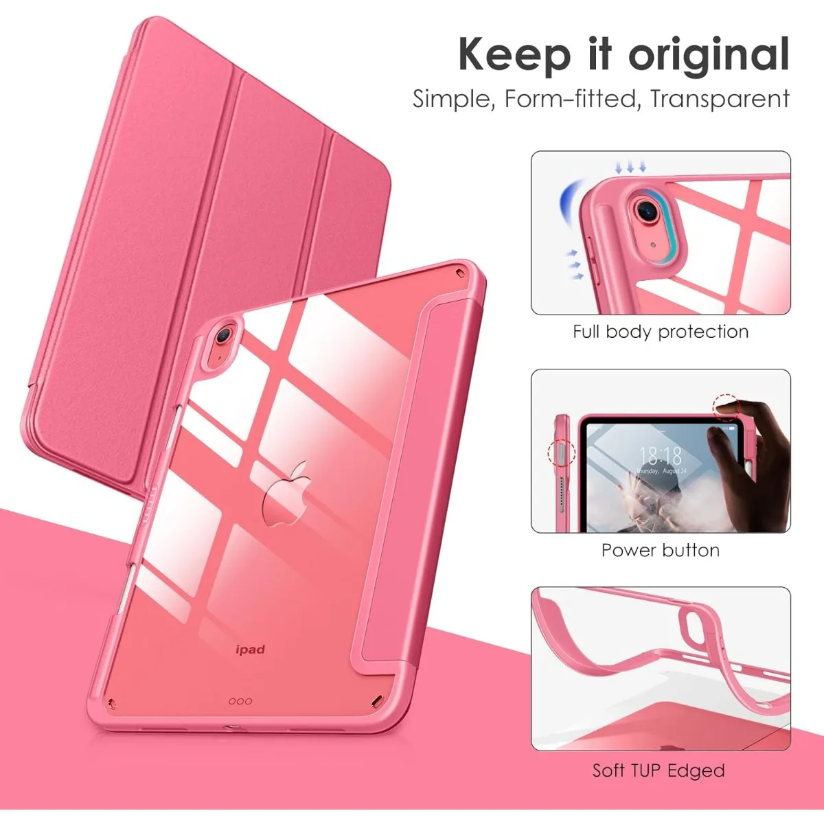 Clear Acrylic Back Tablet Case with TPU Protector and Pencil Holder
