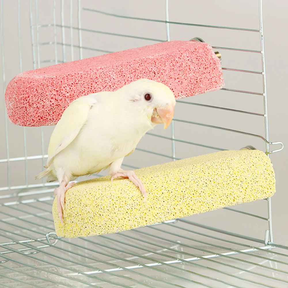 Priaora Bird Calcium Chew Toy - Parrot Beak Grinding Stone & Perch Stand For Small Birds