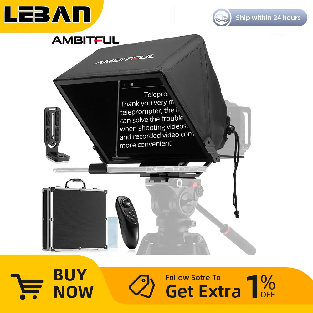 AmbitfulT14BigScreenPrompterProfessionalInterviewFoldableTeleprompterforSmartphone