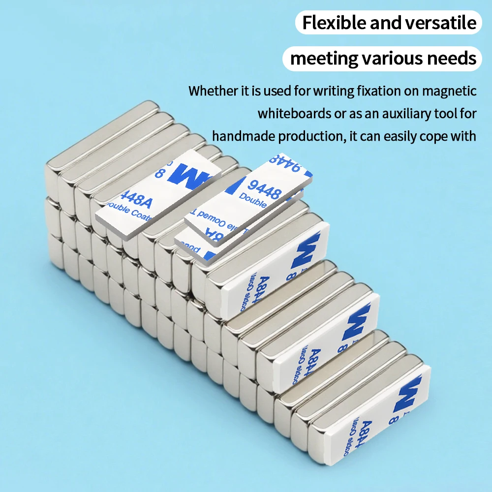 Super Powerful Block Neodymium Magnet with Double-Sided Adhesive, N35 Strong Permanent Magnet