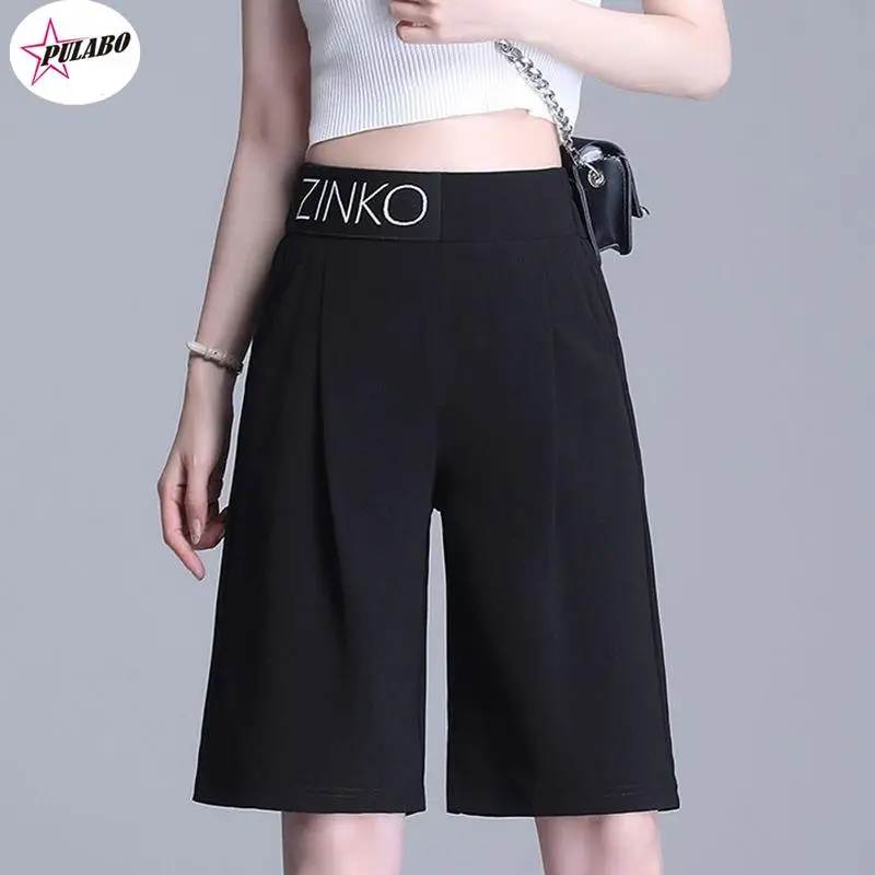 

PERITANG Shorts Women's Cycling Summer Shorts High Waist Black Suit Shorts Oversize Casual Basic Short Pants Korean Fashion