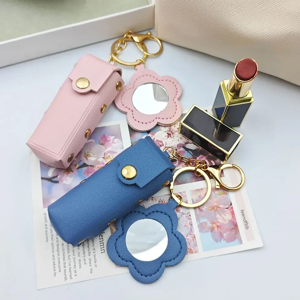 Bag Packet Flower Mirror Keychain Mini Leather Backpack Hangings