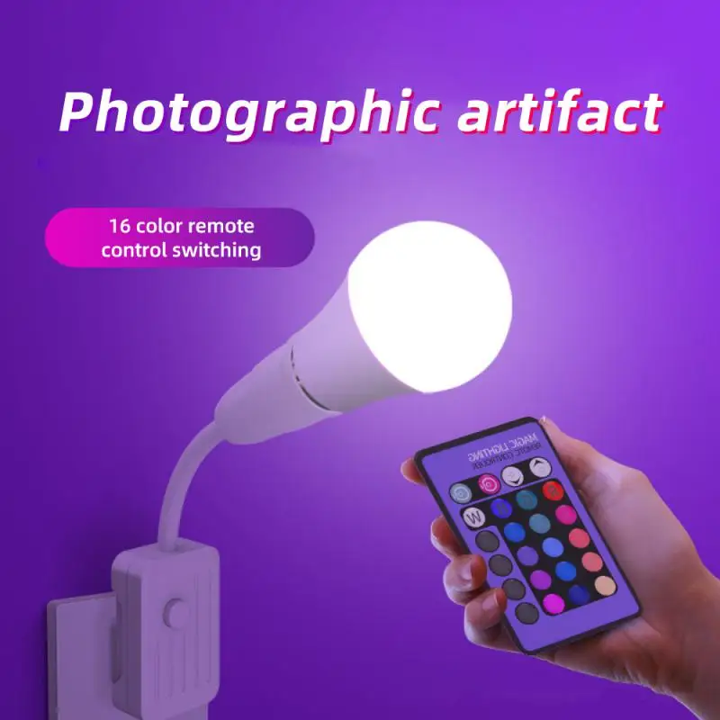 

Colorful RGB Wall Lamps Color Bulb Color Change Remote Control LED Bulb Camera Atmosphere Fill Light Decoration Home Lamp