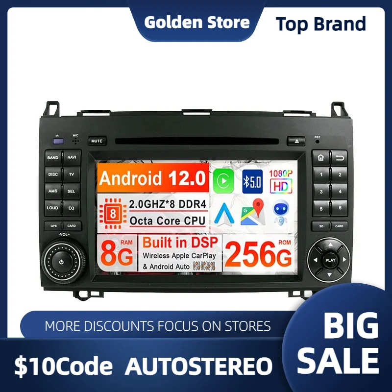 

Android 13 256GB Car DVD Player GPS For Mercedes Benz B200/B-class/W245/B170/W169 Auto Stereo Radio Multimedia Player Head Unit