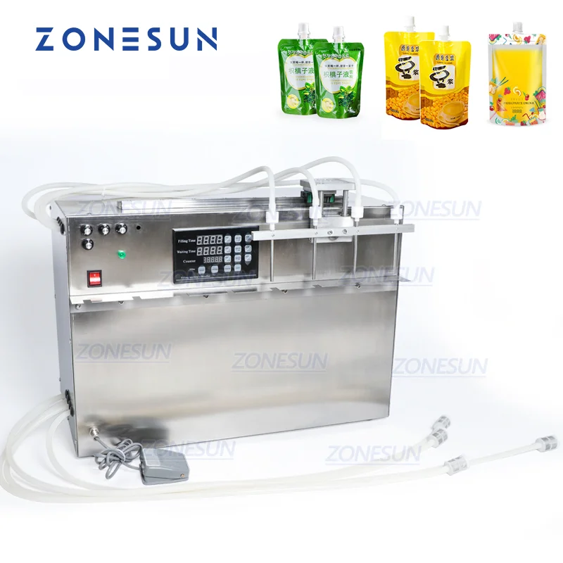 ZONESUN Spout Pouch Beverage Bag Liquid Filling Machine Digital Control Compact Precise Numerical Filling Machine ZS-DPSP4