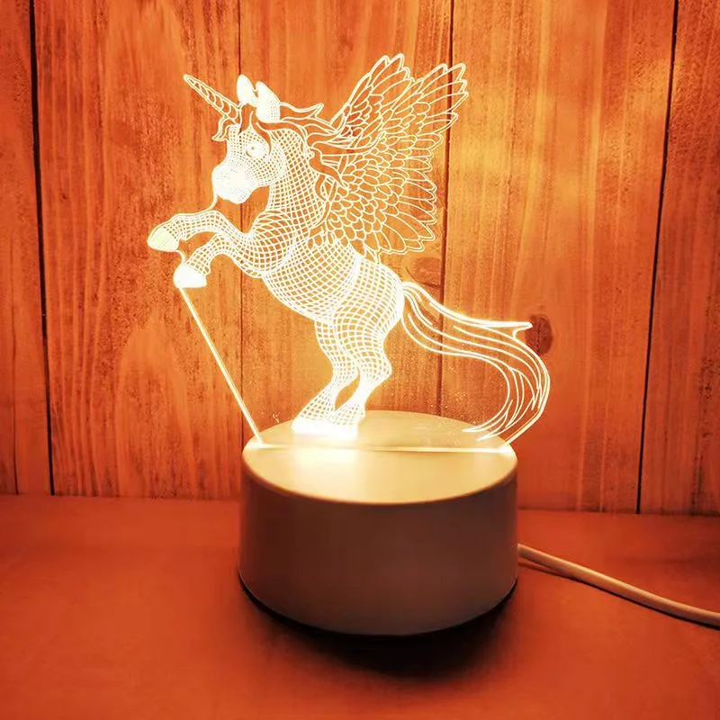 Hot 3D Stereo Illusion Night Light Creative Cartoon Mini Warm Acrylic Led Table Desk Lamp Moon Dinosaur Decoration Night Lamp 3d night light