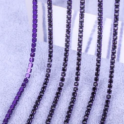 Elegant Gold Crystal Rhinestone Chain Decoration - SS8(2.5mm) (Amethyst)