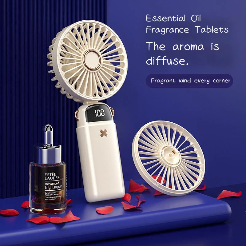 Aromatherapy Mini Handheld Small Fan Portable Portable Silent Office Desk Student On Dormitory Charging Outdoor Hand Holding Fan 5
