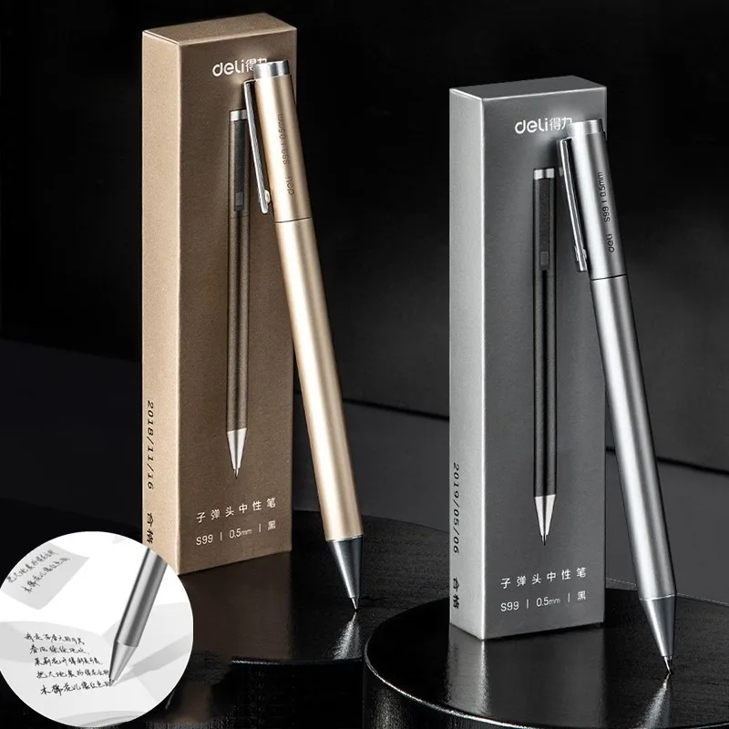 

Металлическая черная нейтральная ручка с пулевидной головкой 0,5 мм, вращающийся из сердечника, металлический держатель для ручки, углеродная ручка для подписи, инструмент для письма для школы и офиса