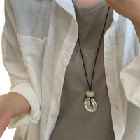 Pendentif irrégulier pour femmes, bijoux exquis, chaîne en corde Simple, Long collier réglable, décontracté, polyvalent, accessoires cadeaux 5