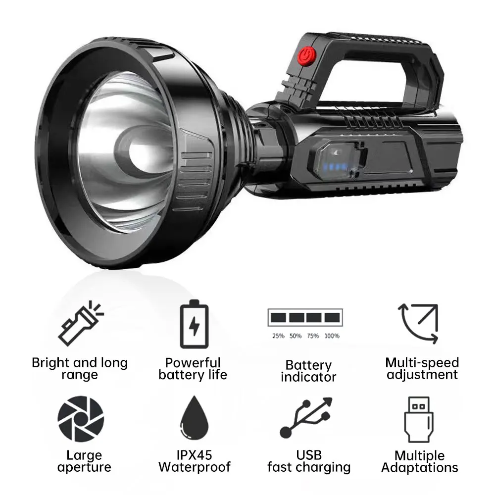 

Ultra-bright LED Flashlight USB Rechargeable Ultra-long Lighting Distance Lamp Searchlight Portable Outdoor Fishing Lantern