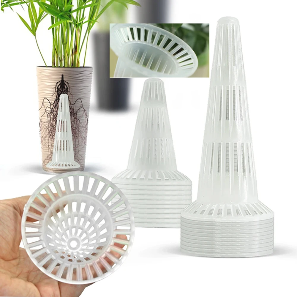 10pcs Plastic Leakproof Cup Flower Pot Bonsai Pot Conical Bottom Net Bottom Coniform Grid Mat Breathable Cup Prevent Soil Loss flower pot hydroponic flower pot plant pot