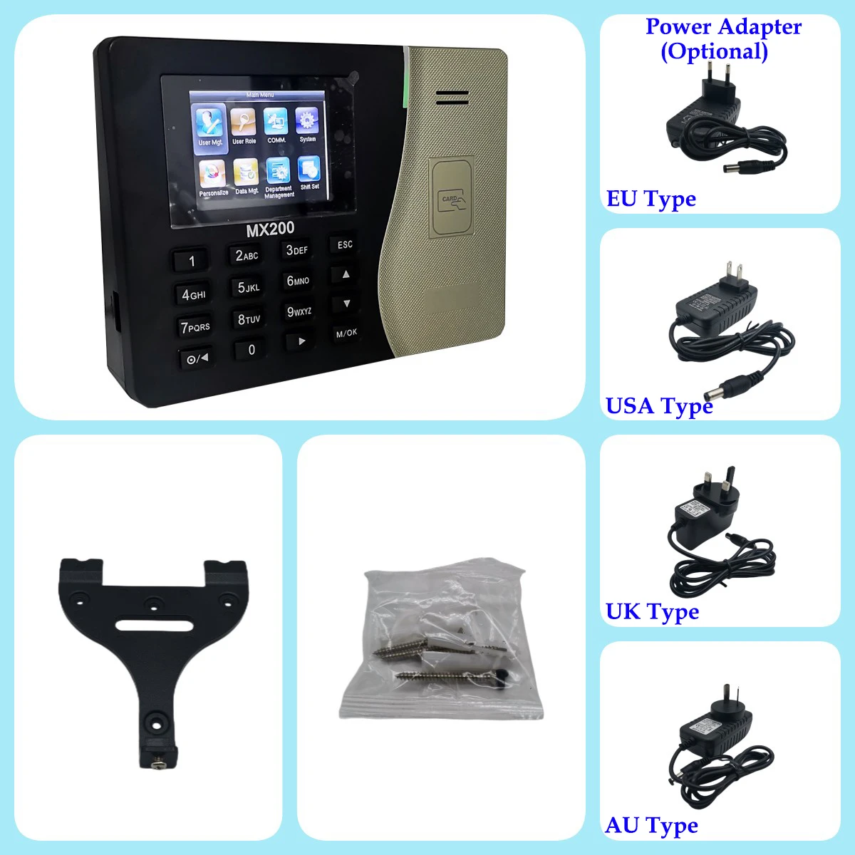 ZKTime 5.0 TCP/IP SSR RFID Proximity 125khz Card Time and Attendance Machine System MX200