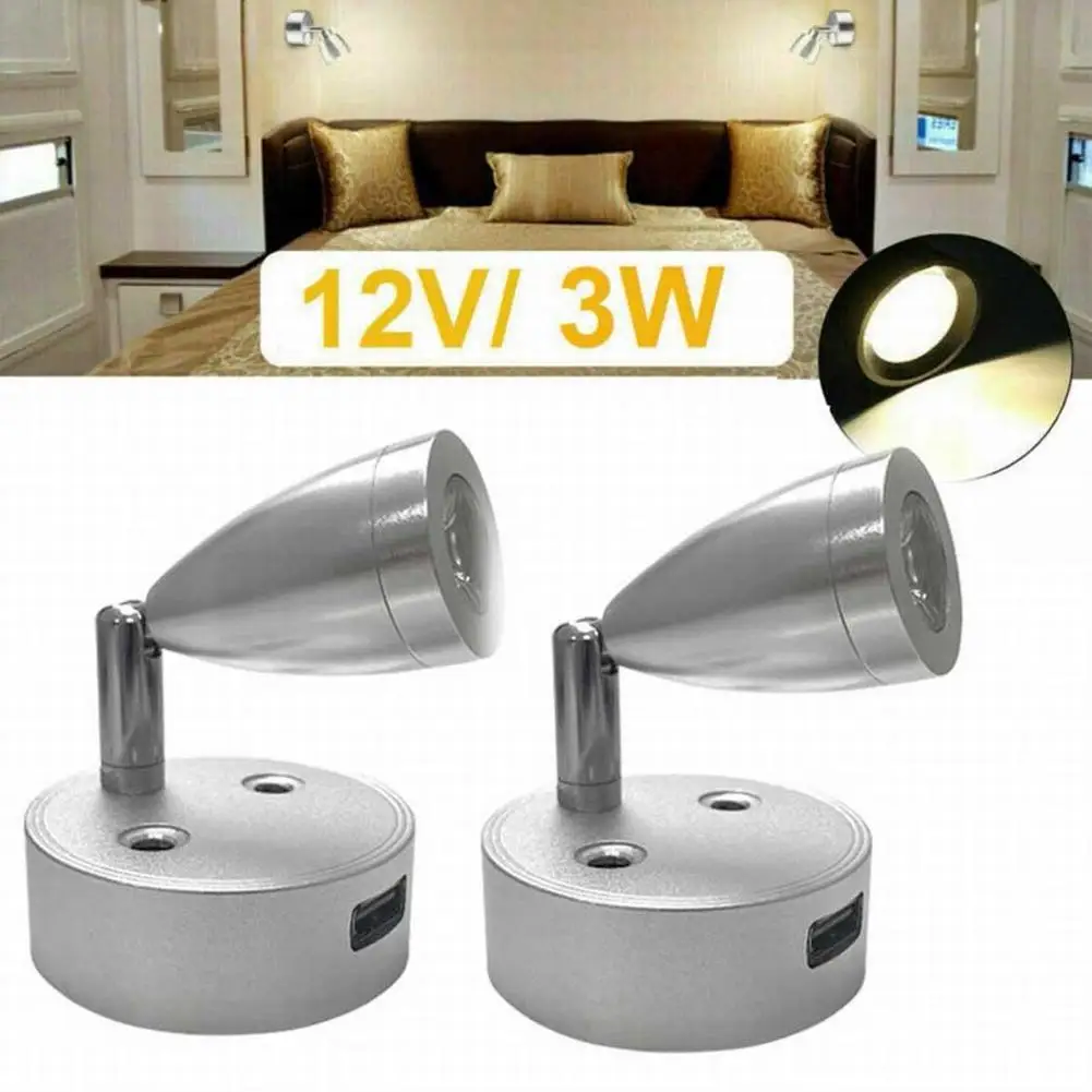 

Interior LED Spot Light Any Part Switch Dimming White Wall Mounted Lamp For Bedroom Camper Van Decor 3W 12 V DC Aluminum 230LM
