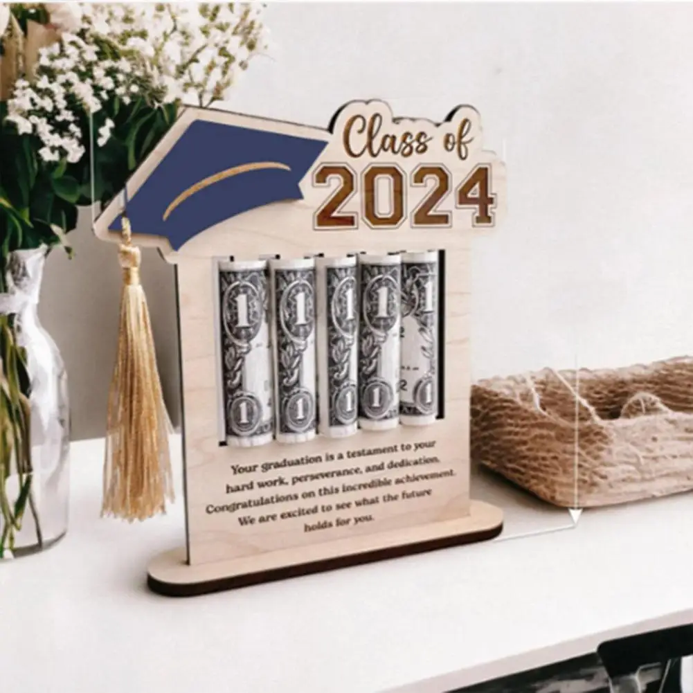 Graduation Money Organizer Cash Holder Desktop Decoration Stable Burr-Free Wooden Ornament Party