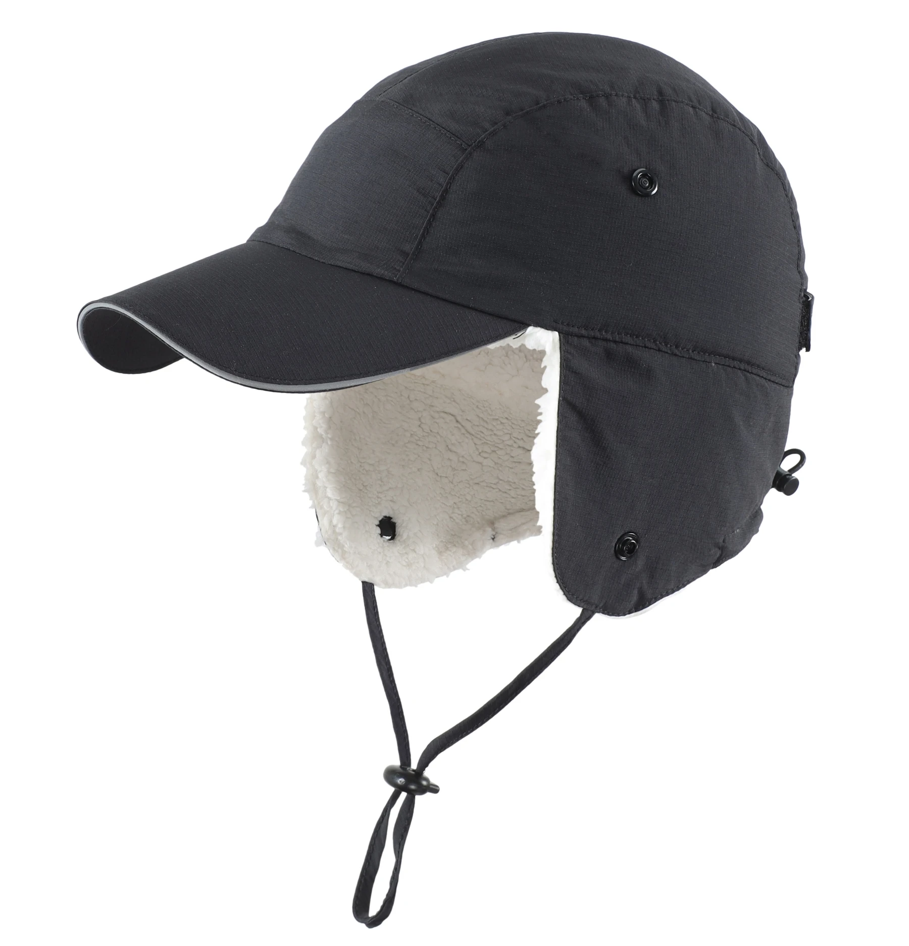 Connectyle Winter-Ohrenklappenmütze für Herren und Damen, mit Sherpa gefütterte Baseballkappe, wasserabweisend, reflektierend, verstellbar, warm, Sportmütze