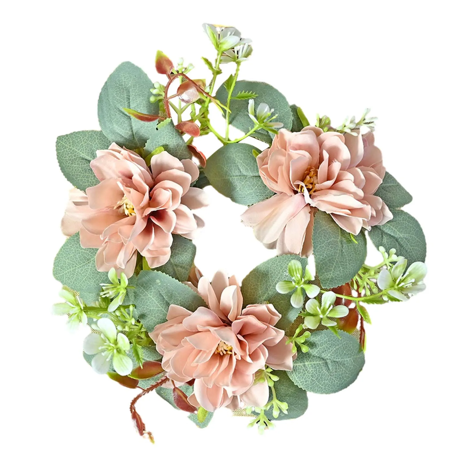 HLTER 6 Pack Kerst Kaars Ring, Kunstmatige Kerst Krans Mini Kerst Krans Kerst Spar Krans Kerst Pine Kransen voor Voordeur Kerst Decor