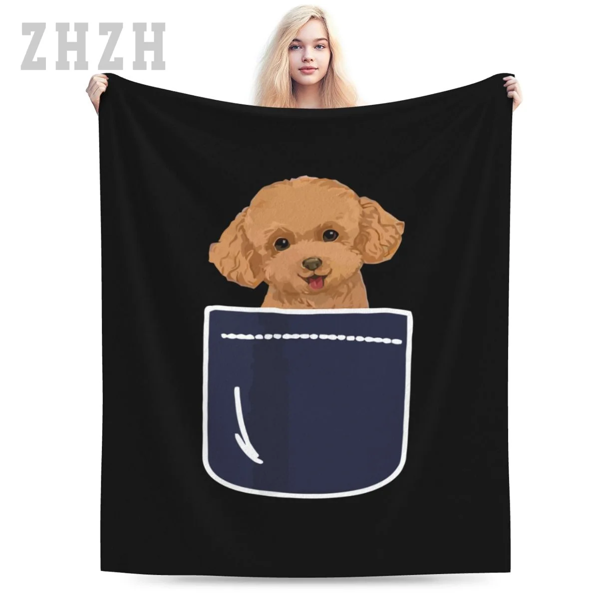 

Blanket Cute Toy Poodle Dog In Your Pocket Puppy Lover Flannel Multifunction Outdoor Camping Sofa Cover Keep Warm