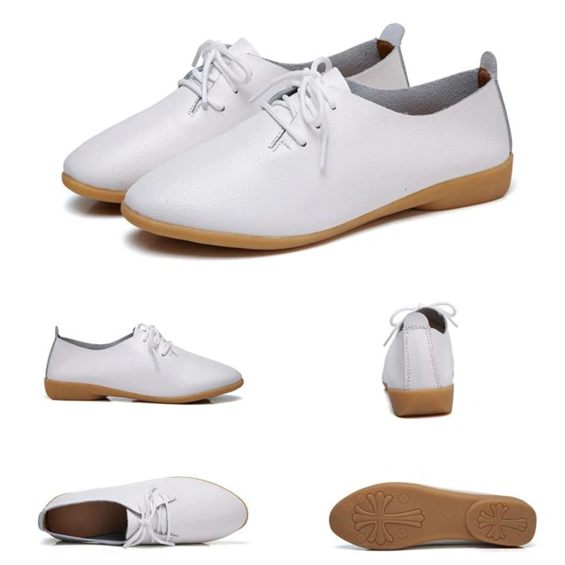 

Genuine Leather Spring Summer Loafers Women Casual Shoes Moccasins Soft Pointed Toe Ladies Footwear Frenulum Women Flats Shoes