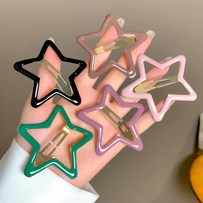 New Sweet Cool Hot Girl Five-Pointed Star Bb Clip Hairpin Cute Sweet Girl Heart Hair Clip Broken Hair Clip Simple Hair Clip